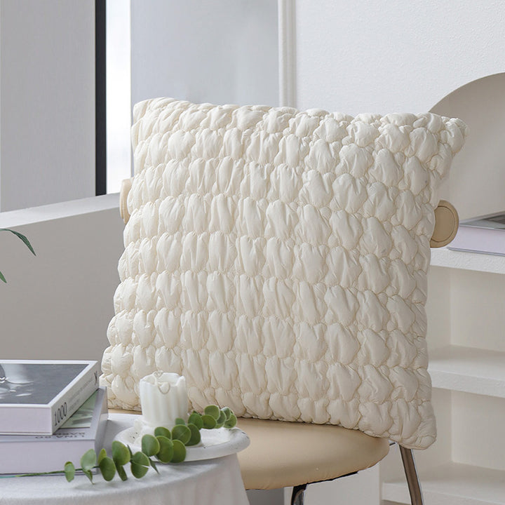Decorative sofa cushion with woven pompom square structure Bowlift