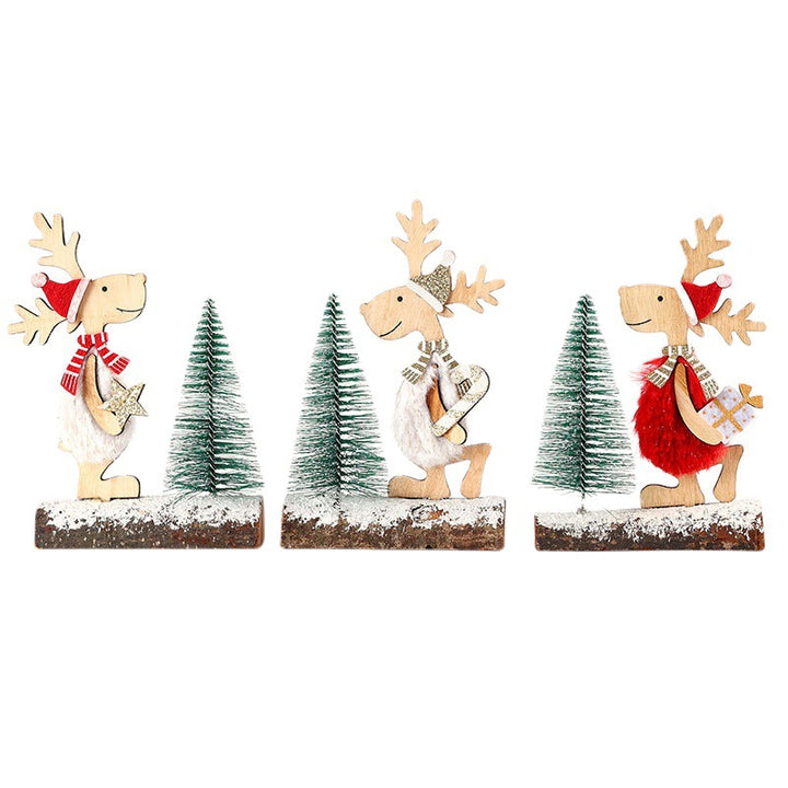 Decorative Wooden Reindeer Figurine Bowlift