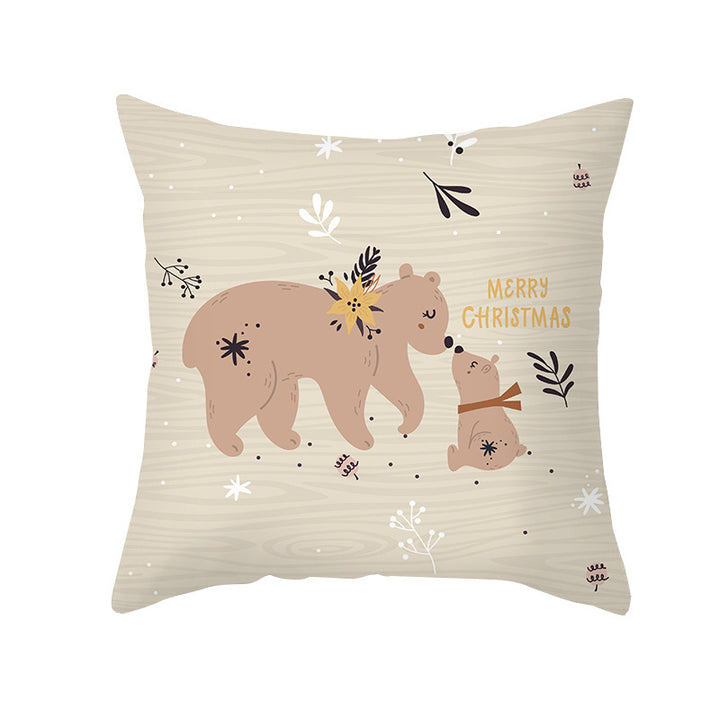 Festive Decorative Throw Pillow Cover with Reindeer Illustration