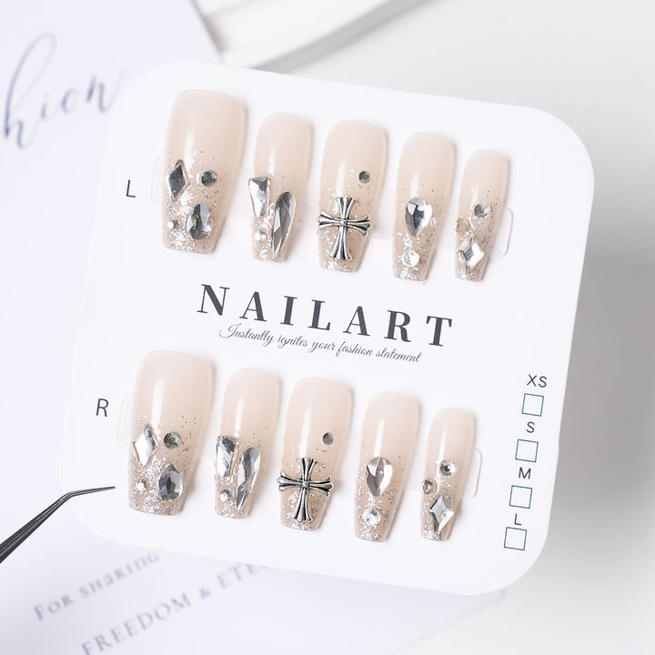 Artistic Stiletto Press-On Nail Set with Floral Embellishments Bowlift