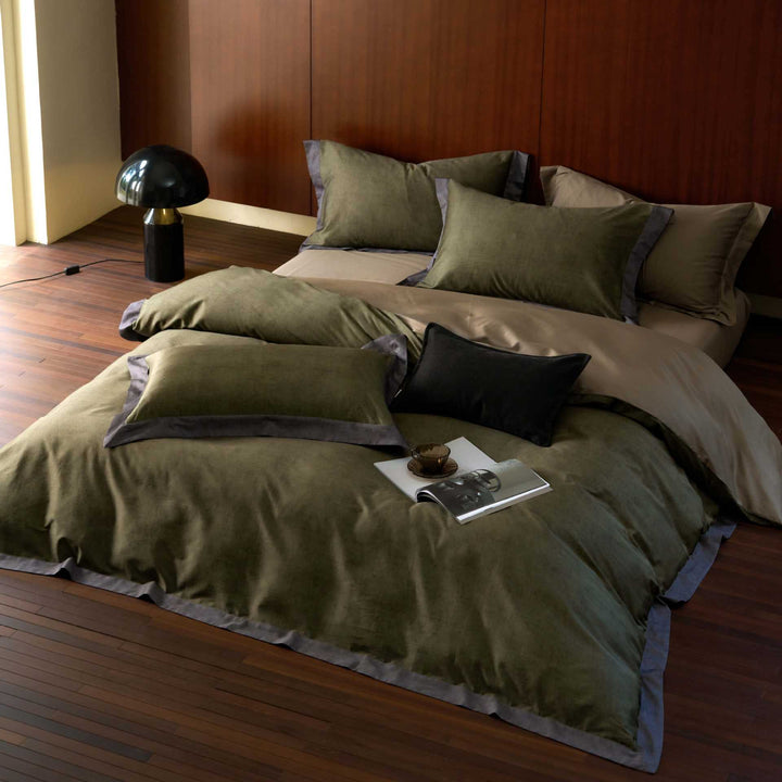 Luxury Washed Linen Duvet Cover Set with Contrasting Hem