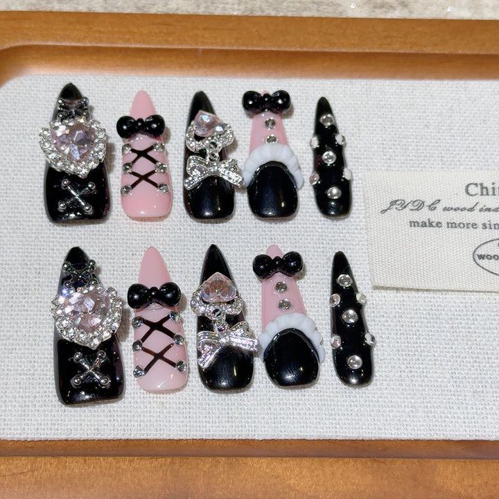 Glamorous Rhinestone-Embellished Press-On Nails