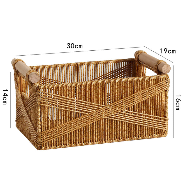 Decorative Woven Storage Basket with Handles Bowlift