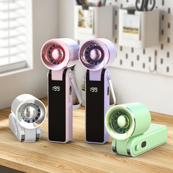 Unisex Portable Hand Fan with powerful battery display Bowlift