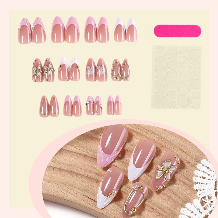 Artificial nail set with romantic accents Bowlift