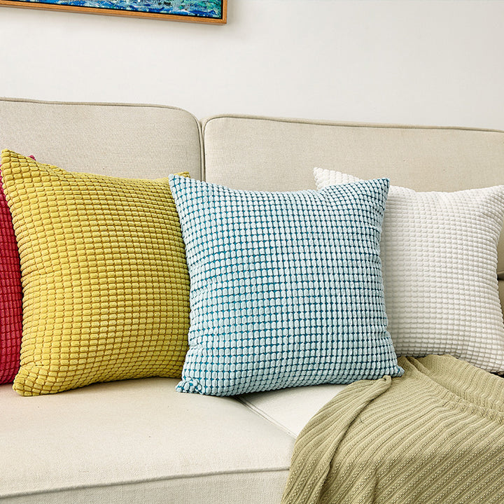 Square cushion cover with textured waffle chenille and concealed zipper Bowlift