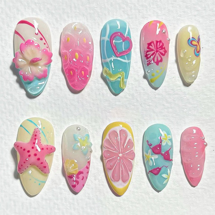 Thematic Underwater Nail Art Press-On Set Bowlift