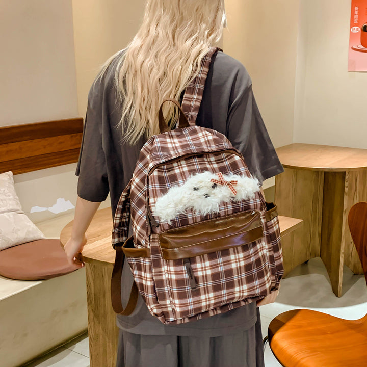 Adorable Plush Character-Embellished Backpack Bowlift