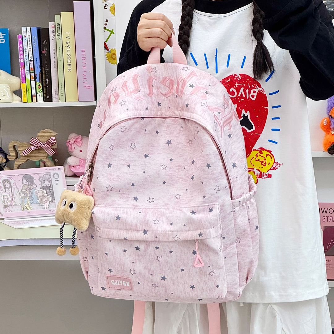 Stylish Star-Embellished Corduroy Backpack Bowlift