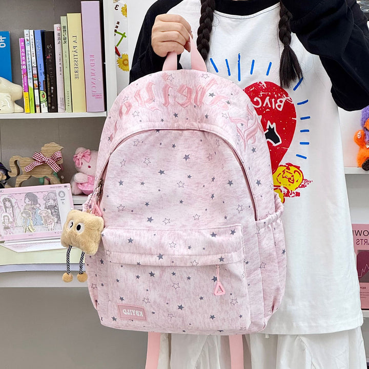 Stylish Star-Embellished Corduroy Backpack Bowlift