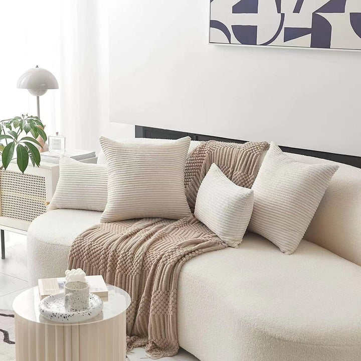 Ribbed Corduroy Decorative Throw Pillow Covers Set Bowlift