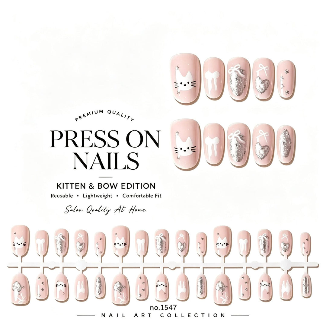 Thematic Cat Design Press-On Nails