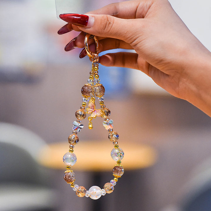 Elegant Butterfly Charm Beaded Keychain Bowlift