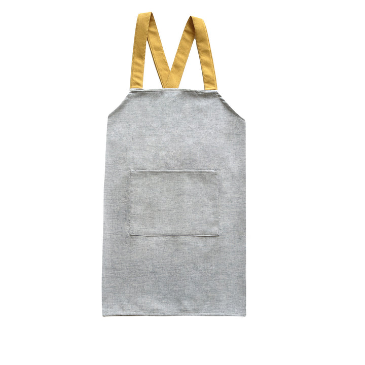 Adjustable canvas apron with wide contrast straps and applied front pocket Bowlift