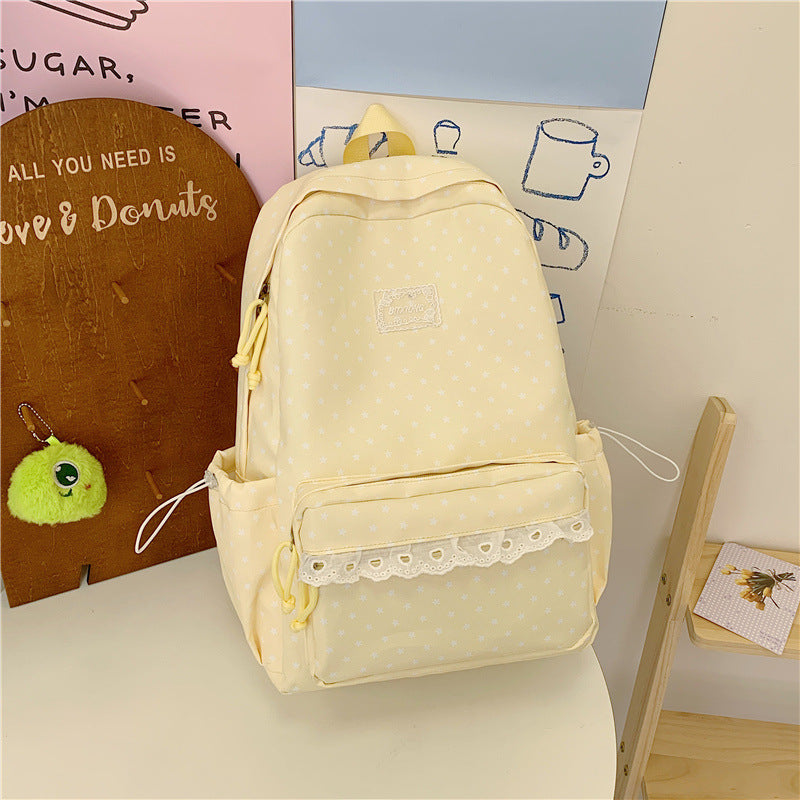 Decorative Star-Print Backpack Bowlift