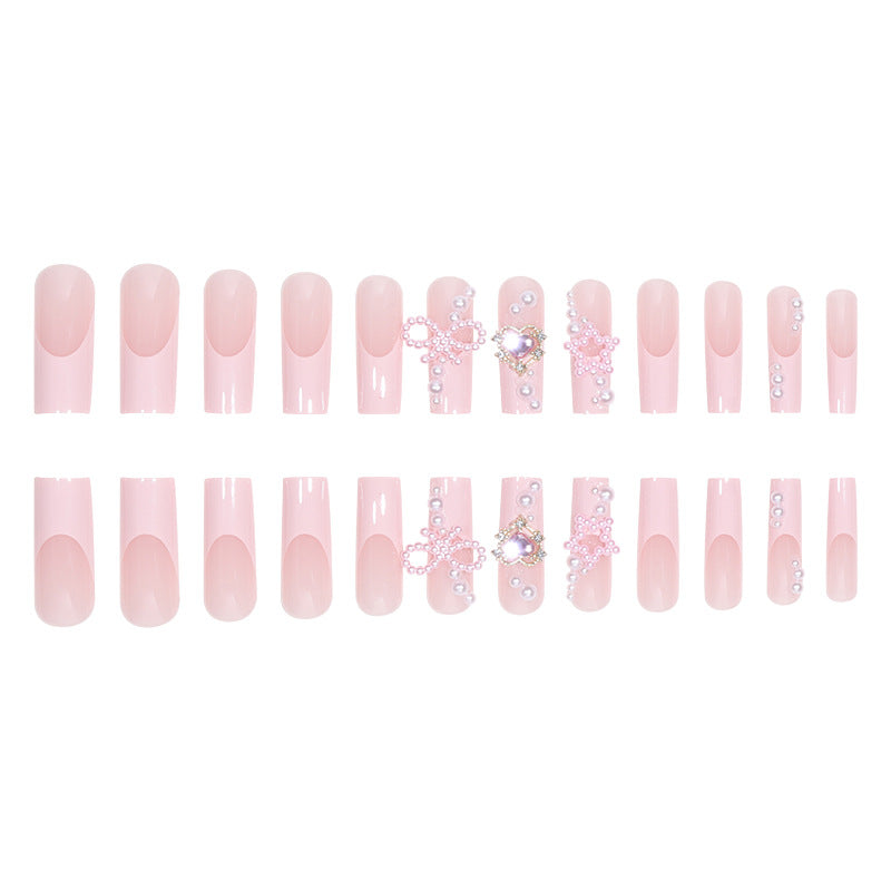 Decorative Crystal and Pearl Stiletto Press-On Nails Bowlift