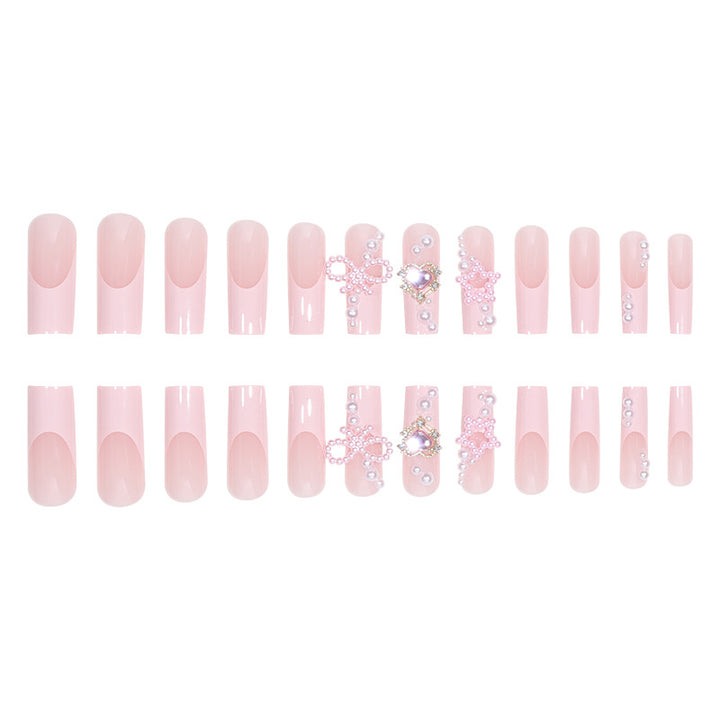Decorative Crystal and Pearl Stiletto Press-On Nails Bowlift