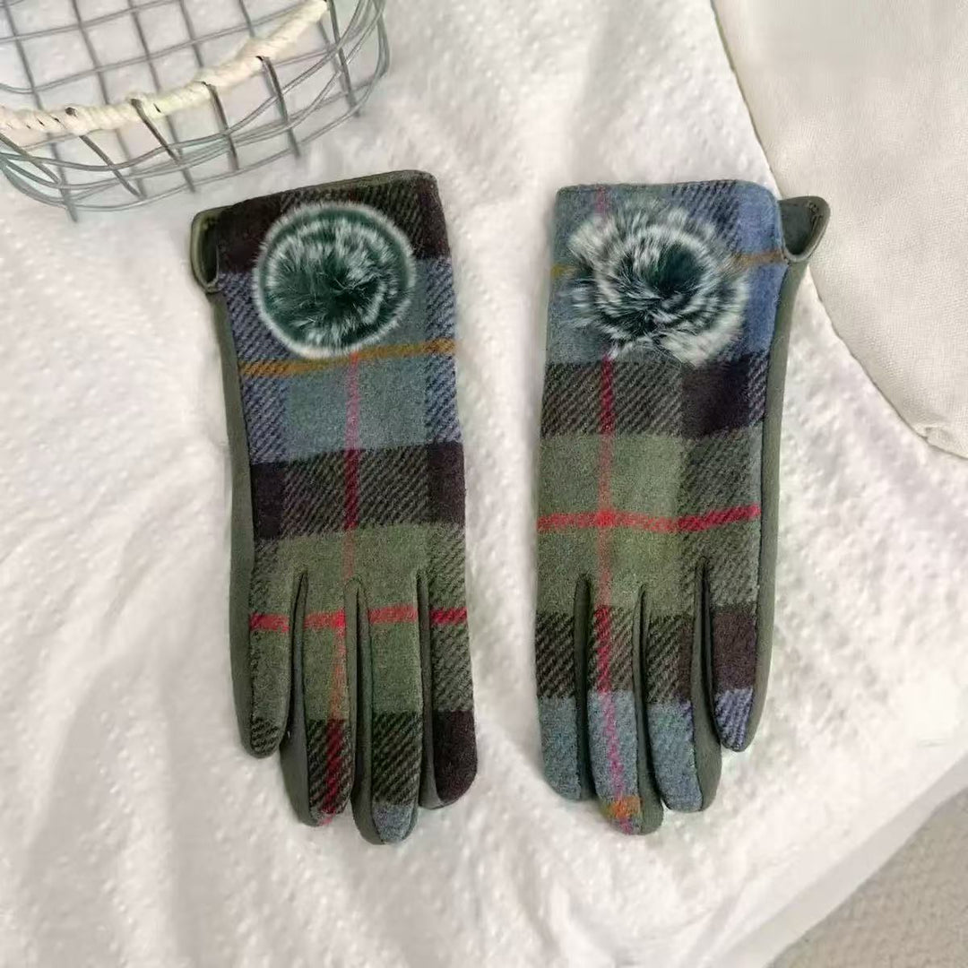 Winter Plaid Pattern Touchscreen Gloves Bowlift