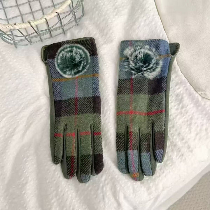 Winter Plaid Pattern Touchscreen Gloves Bowlift