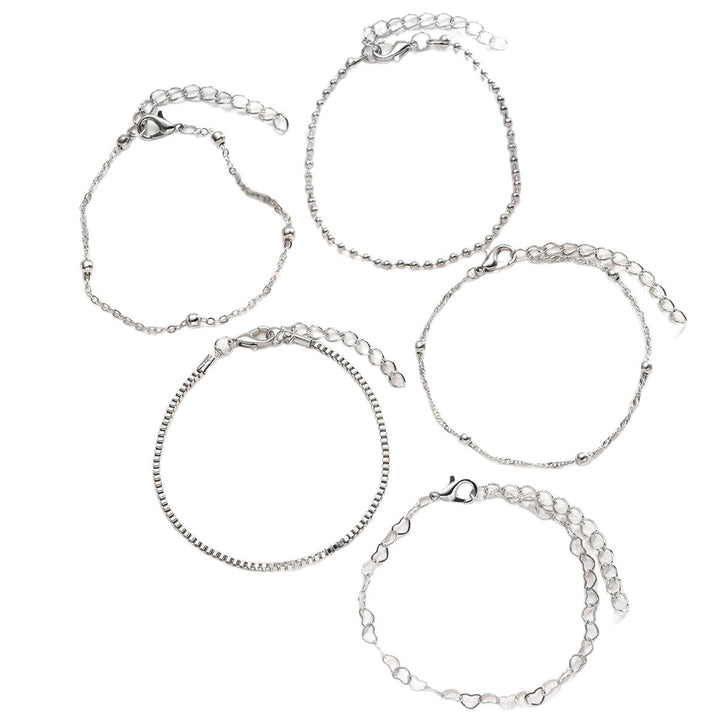 Silver Heart Charm Bracelet Set Bowlift