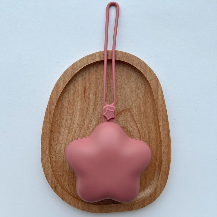 Soft-Touch Silicone Star-Shaped Mini Pouch Keychain with Elastic Loop
