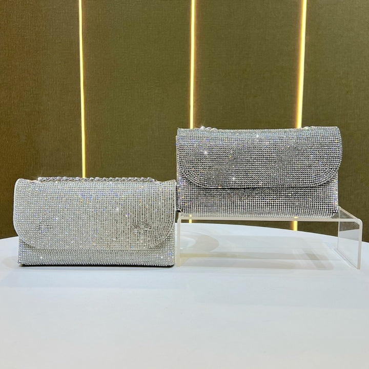 Decorative Crystal-Studded Evening Clutch