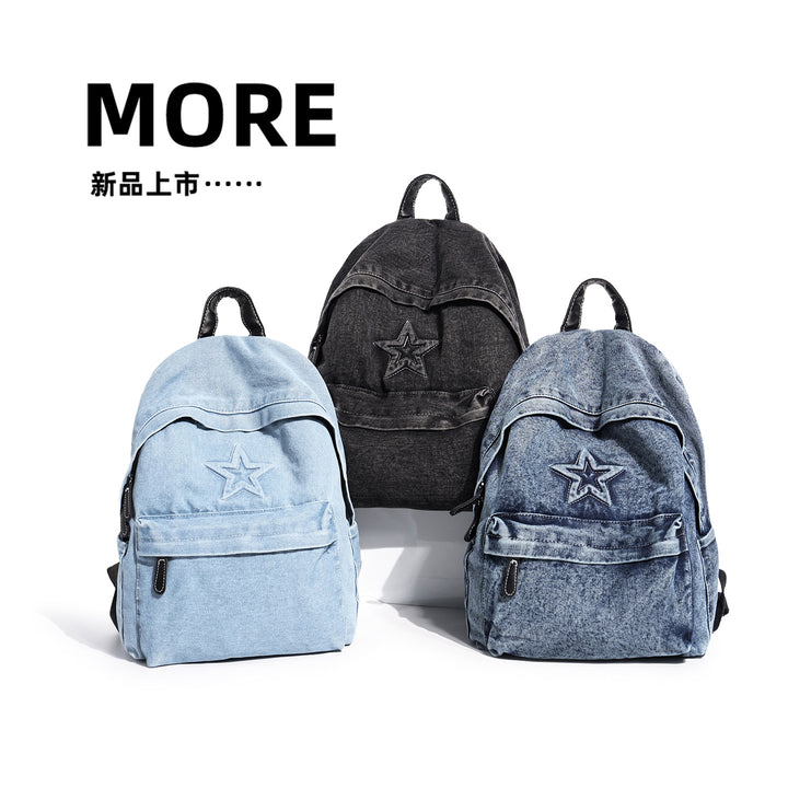 Stylish Casual Denim Backpack Bowlift