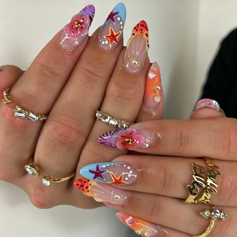 Elegant artificial nails with floral designs Bowlift
