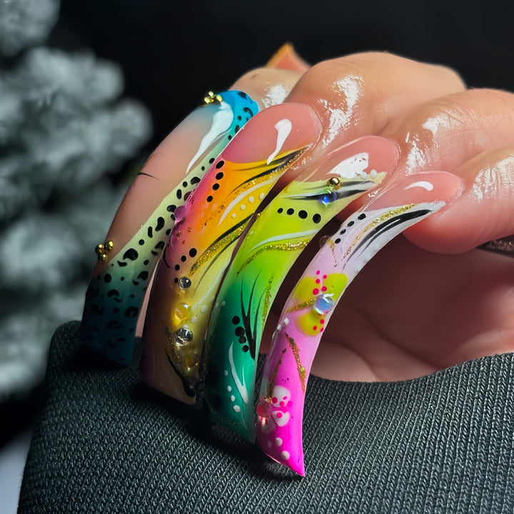 Artistic Long Press-On Nail Art Extensions Bowlift