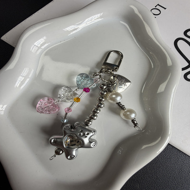 Decorative Heart and Bear Charm Keychain Bowlift