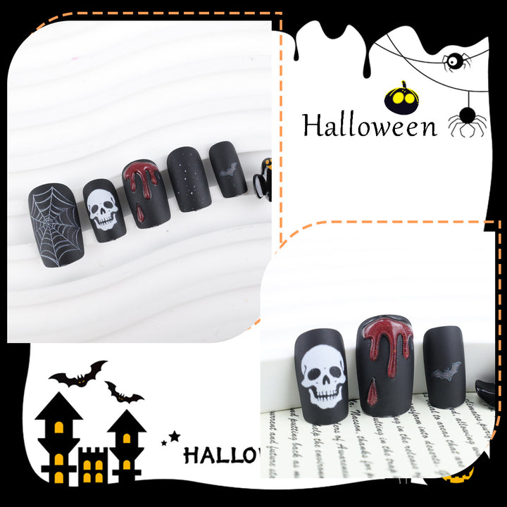 Halloween Artificial Nail Set with Creepy Designs Bowlift