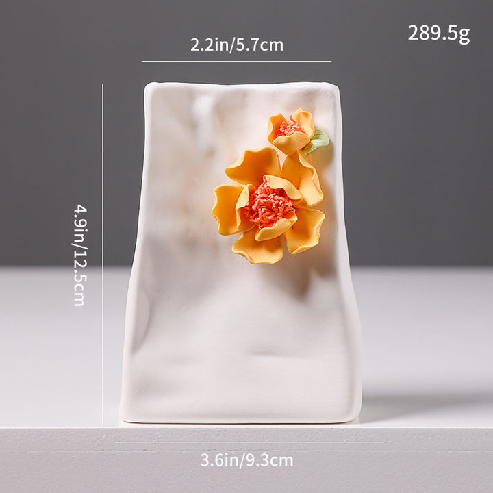 Decorative Floral Relief Ceramic Vase Bowlift