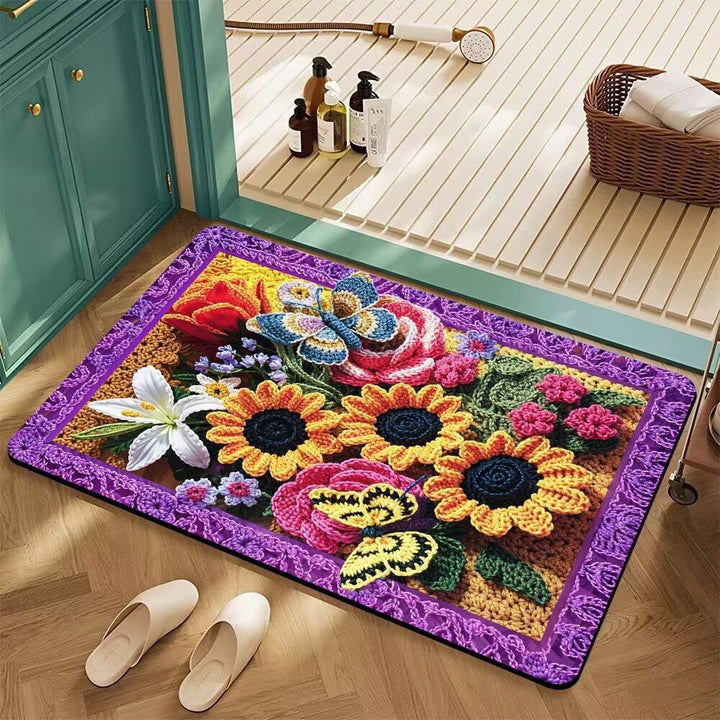 Floral Patterned Bath Mat Bowlift