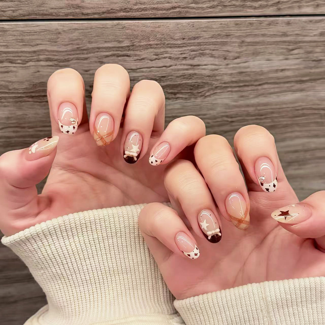 Decorative Press-On Nail Set with Unique Design