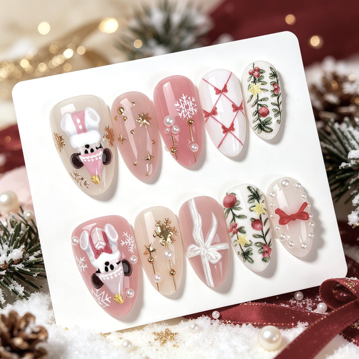 Festive Themed Holiday Press-On Nail Set