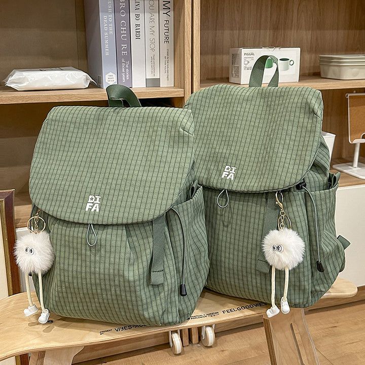 Durable Multi-Pocket Checkered Backpack Bowlift