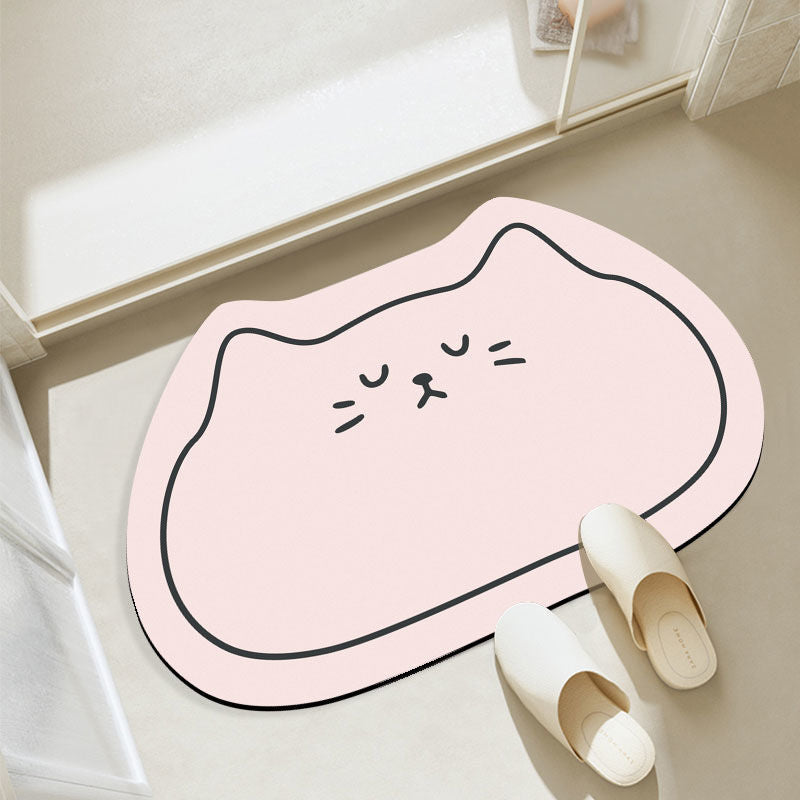 Cat-Themed Plush Bath Mat Bowlift