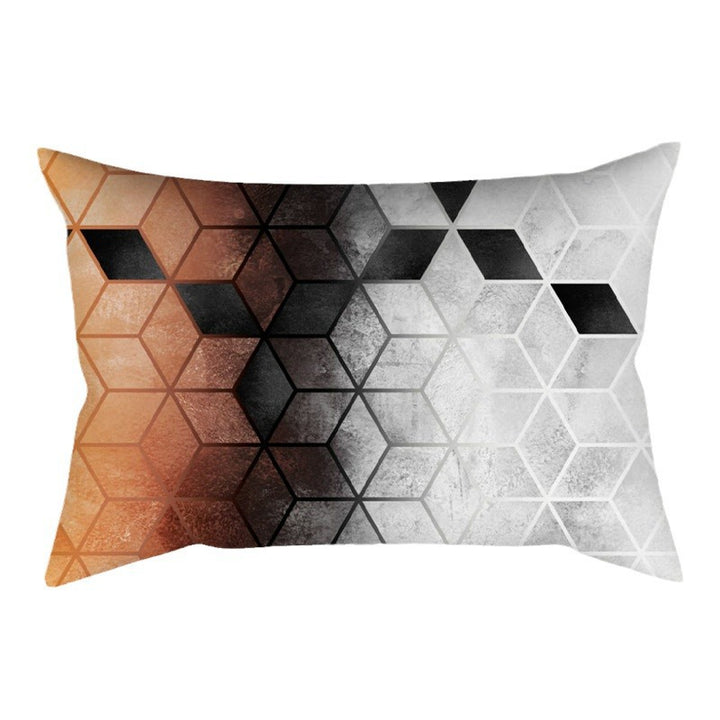 Rectangular decorative cushion cover with geometric cube pattern and soft microfiber Bowlift