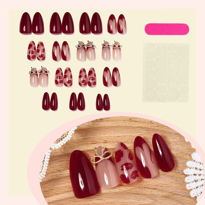 Acrylic Nail Set with Glamorous Decorations Bowlift