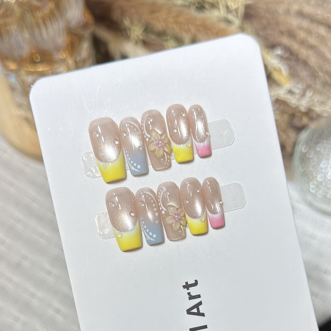 Artistic Floral Tip Press-On Nails