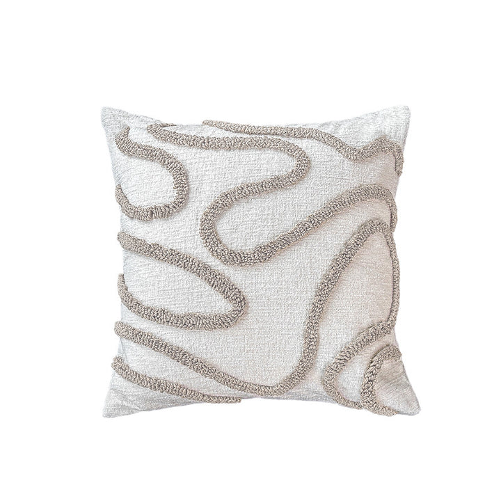 Rectangular cushion cover with woven linen look and decorative fringed edge Bowlift