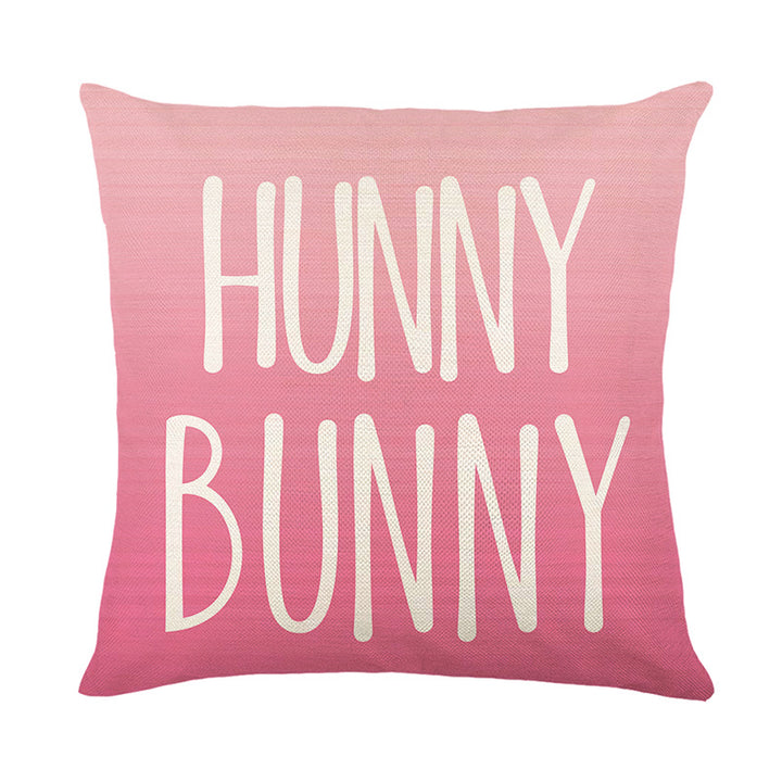 Square Ombre Happy Easter Linen Throw Pillow Cover