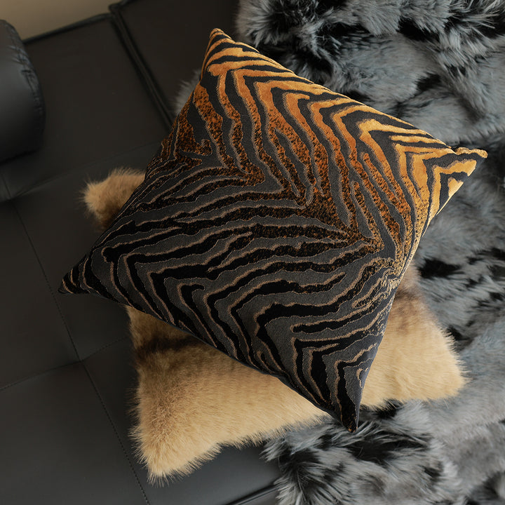 Luxurious decorative cushion made of faux fur