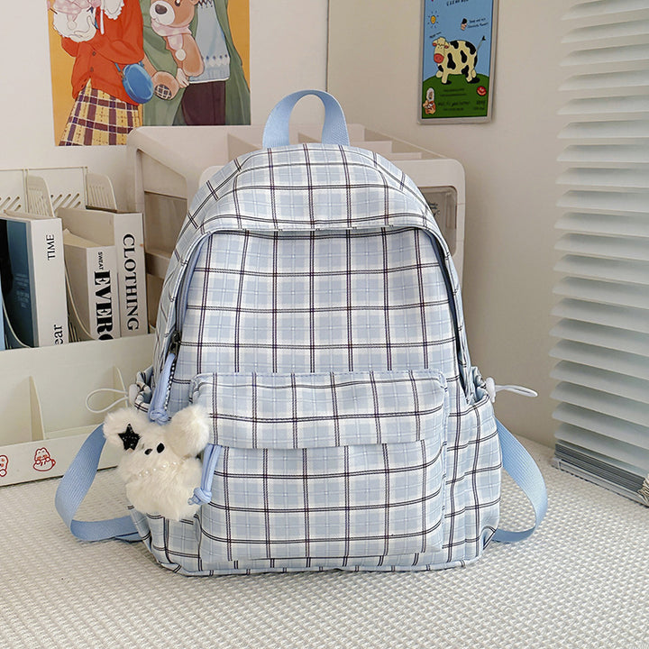 Stylish Checkered Pattern Backpack Bowlift