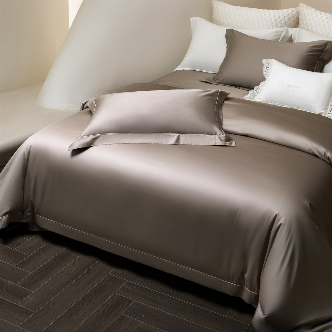 Silky-Feel Microfiber Duvet Cover Set with Deep-Fit Corners & Piped Shams
