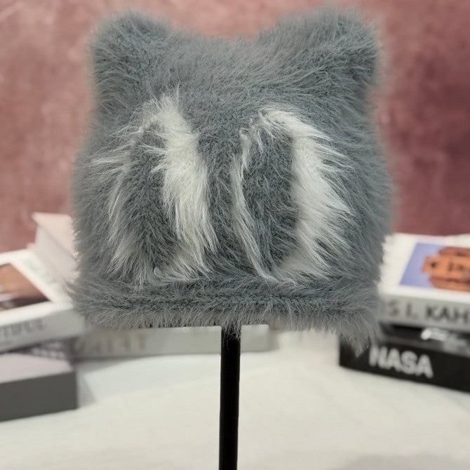 Cozy Faux Fur Cat Ears Beanie Bowlift