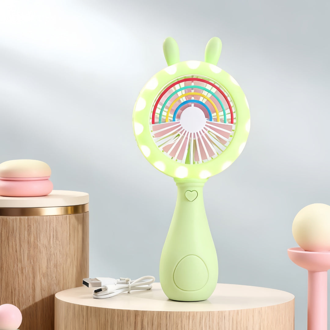 Women's creative handheld fan with LED lights Bowlift