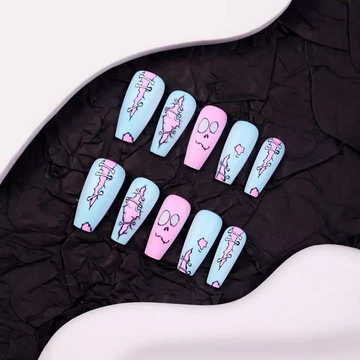 Artistic Halloween-Themed Press-On Nail Art Bowlift