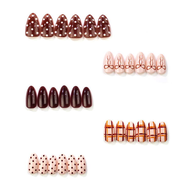 Artistic Autumn-Themed Press-On Nail Set