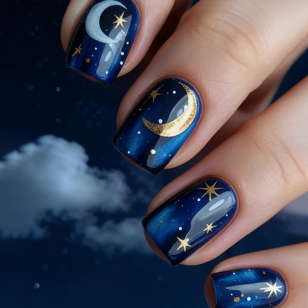 Celestial Night Sky Nail Art Extensions Bowlift